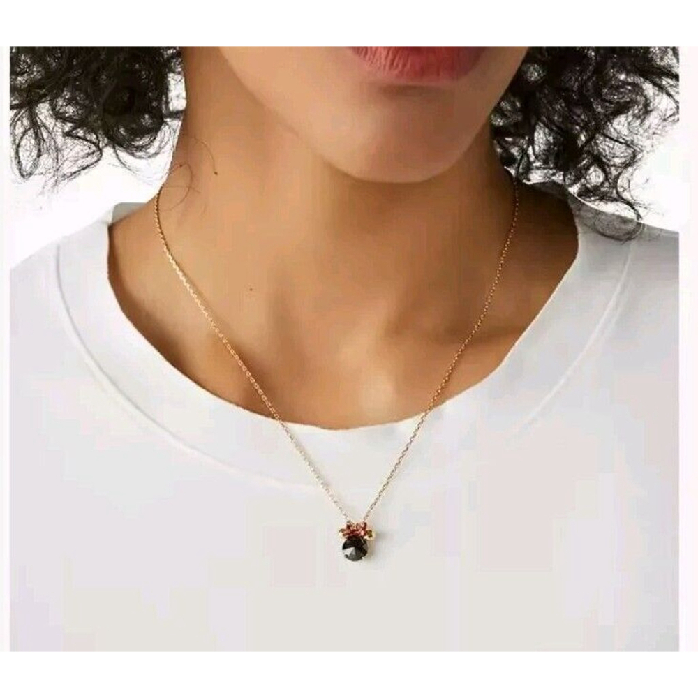 Disney X Kate Spade New York Minnie Mouse Pendant Necklace Black Gold